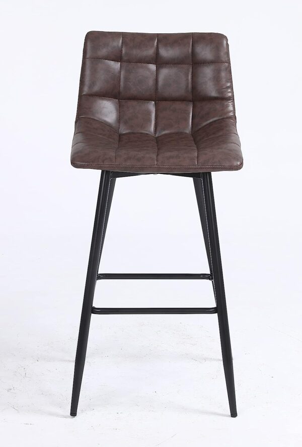 Faux Leather Bar Stools with Backs Set of 2 Grey Brown Black Colour