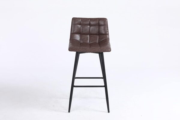 Faux Leather Bar Stools with Backs Set of 2 Grey Brown Black Colour - Image 18