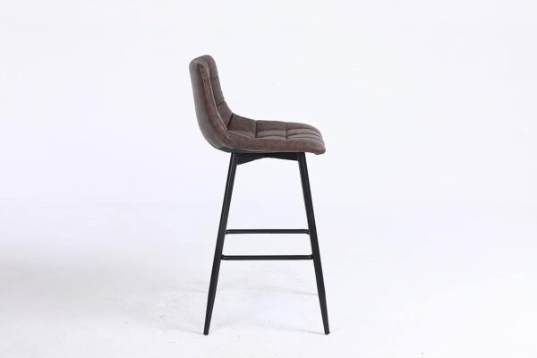 Faux Leather Bar Stools with Backs Set of 2 Grey Brown Black Colour - Image 16