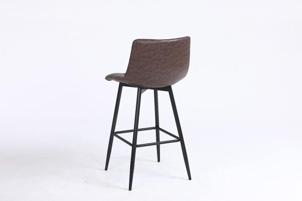 Faux Leather Bar Stools with Backs Set of 2 Grey Brown Black Colour - Image 15