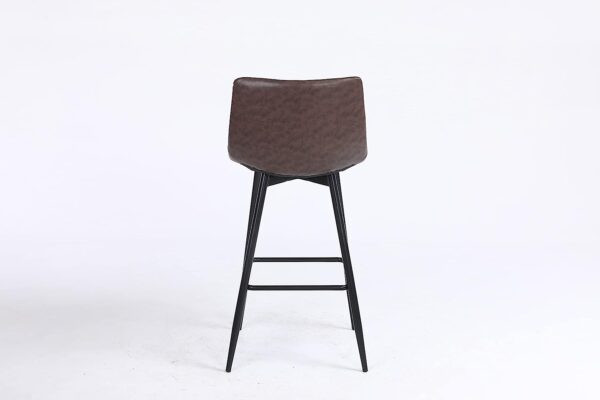 Faux Leather Bar Stools with Backs Set of 2 Grey Brown Black Colour - Image 14