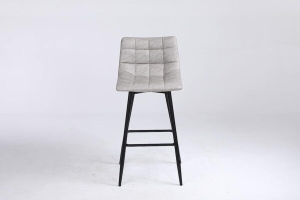 Faux Leather Bar Stools with Backs Set of 2 Grey Brown Black Colour - Image 12