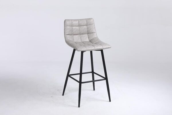 Faux Leather Bar Stools with Backs Set of 2 Grey Brown Black Colour - Image 11