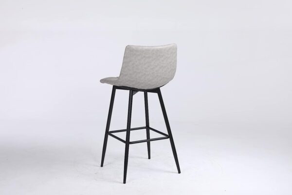 Faux Leather Bar Stools with Backs Set of 2 Grey Brown Black Colour - Image 9