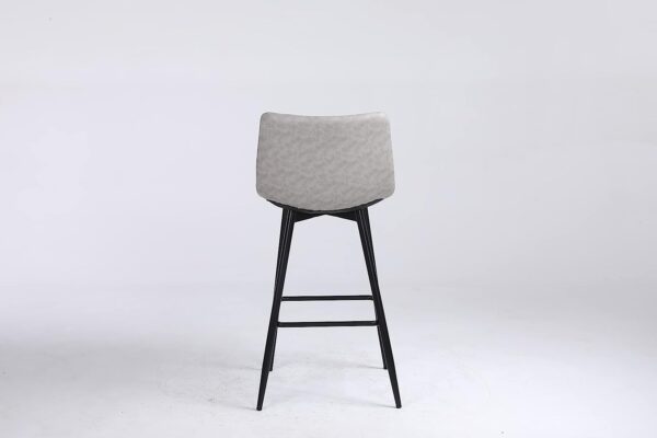 Faux Leather Bar Stools with Backs Set of 2 Grey Brown Black Colour - Image 8