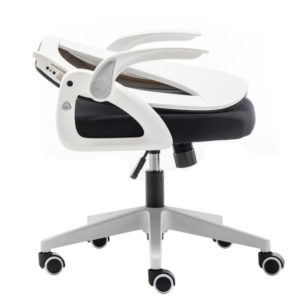 Folding Back Office Chair with Folding Flip up Armrest Swivel Lumbar Support and Reclining