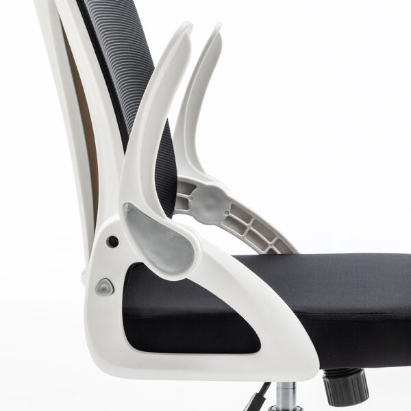 Folding Back Office Chair with Folding Flip up Armrest Swivel Lumbar Support and Reclining