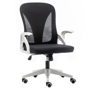 Folding Back Office Chair with Folding Flip up Armrest Swivel Lumbar Support and Reclining