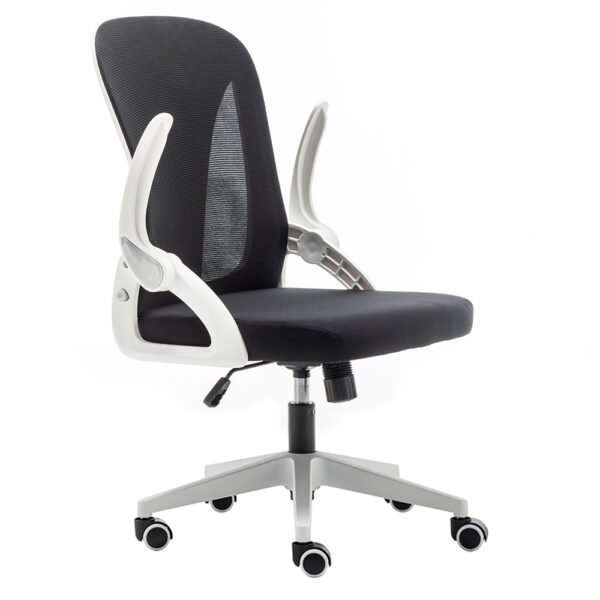 Folding Back Office Chair with Folding Flip up Armrest Swivel Lumbar Support and Reclining