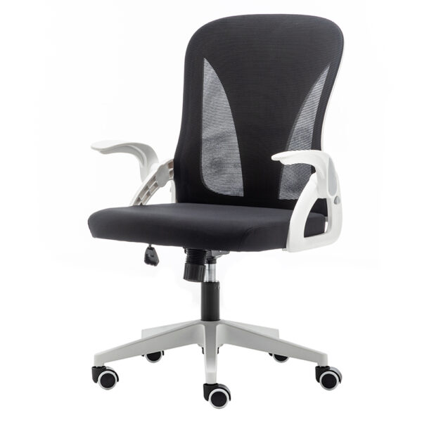 Folding Back Office Chair with Folding Flip up Armrest Swivel Lumbar Support and Reclining