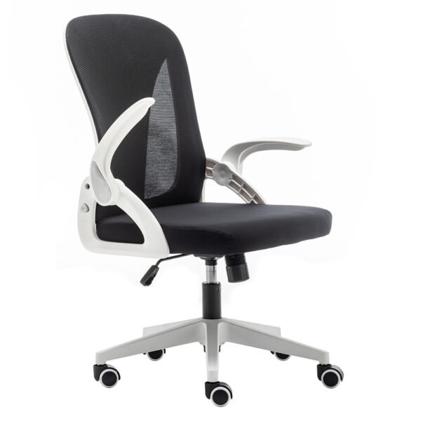 Folding Back Office Chair with Folding Flip up Armrest Swivel Lumbar Support and Reclining