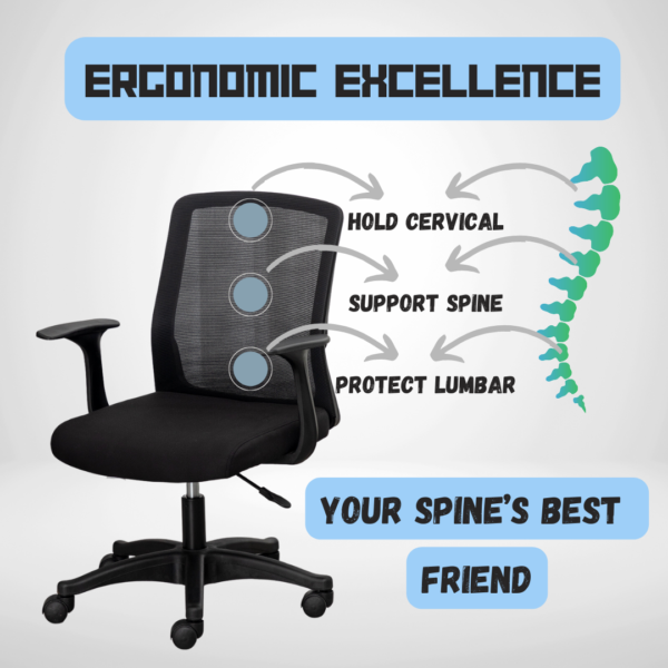 Office Desk Chair with Swivel Lumbar Support and Reclining