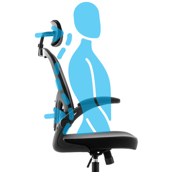 High Back Office Chair with Headrest Armrest Swivel Lumbar Support and Reclining