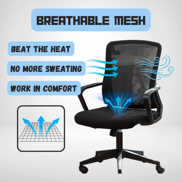 Office Desk Chair with Swivel Lumbar Support and Reclining