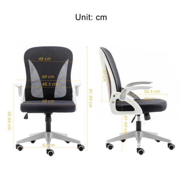 Folding Back Office Chair with Folding Flip up Armrest Swivel Lumbar Support and Reclining