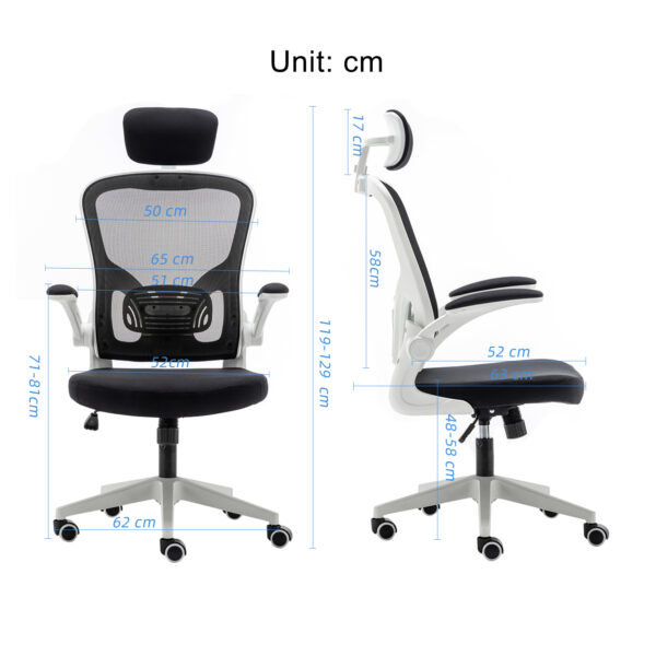 High Back Office Chair with Headrest Armrest Swivel Lumbar Support and Reclining