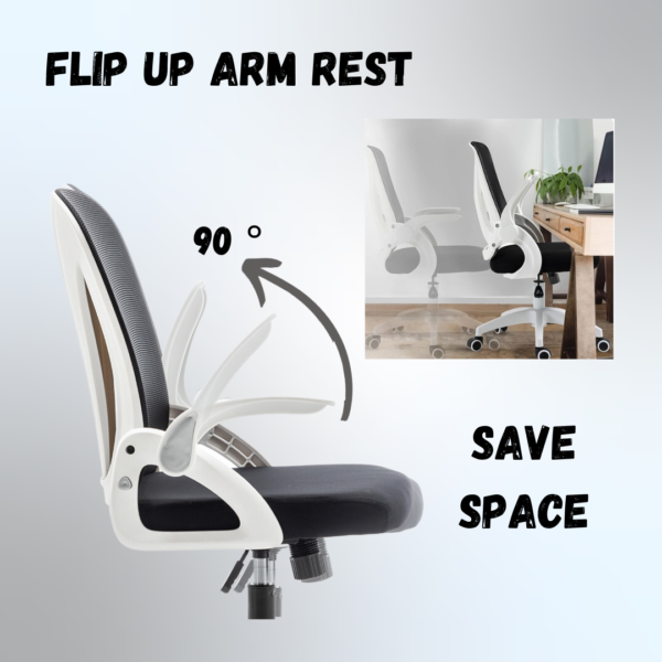 Folding Back Office Chair with Folding Flip up Armrest Swivel Lumbar Support and Reclining - Image 23