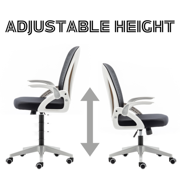 Folding Back Office Chair with Folding Flip up Armrest Swivel Lumbar Support and Reclining