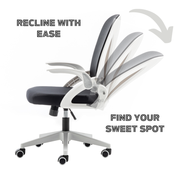 Folding Back Office Chair with Folding Flip up Armrest Swivel Lumbar Support and Reclining