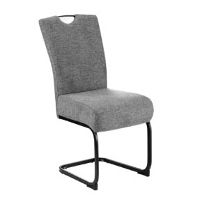 High-Back-Armless-Dining-Chair-Linen-Fabric-Upholstered-Cantilever-U-Shaped-Metal-Legs-Frame