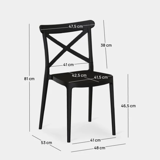 Plastic stacking garden dining chair black
