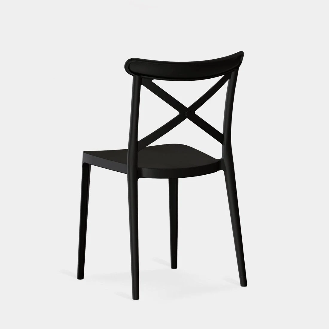 Plastic stacking garden dining chair black