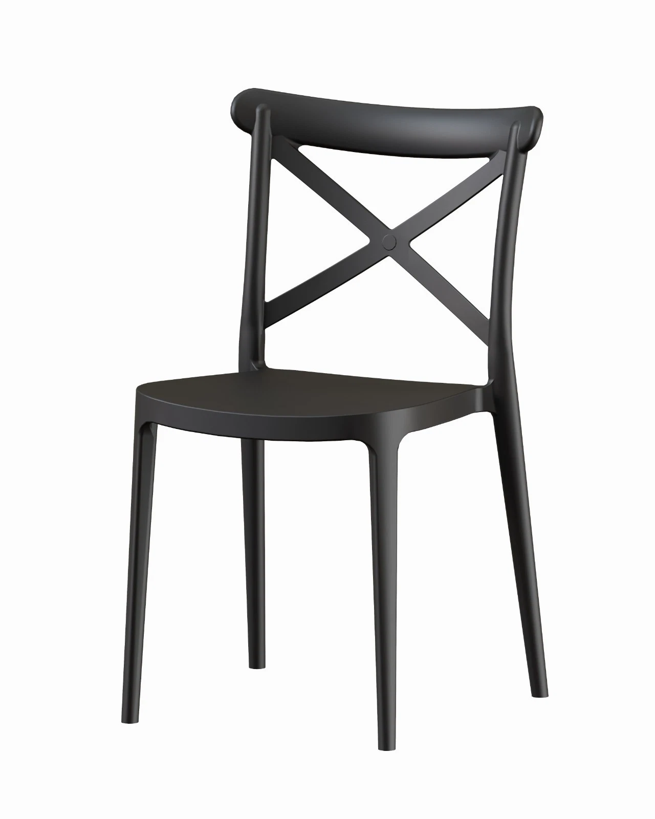 Plastic stacking garden dining chair black
