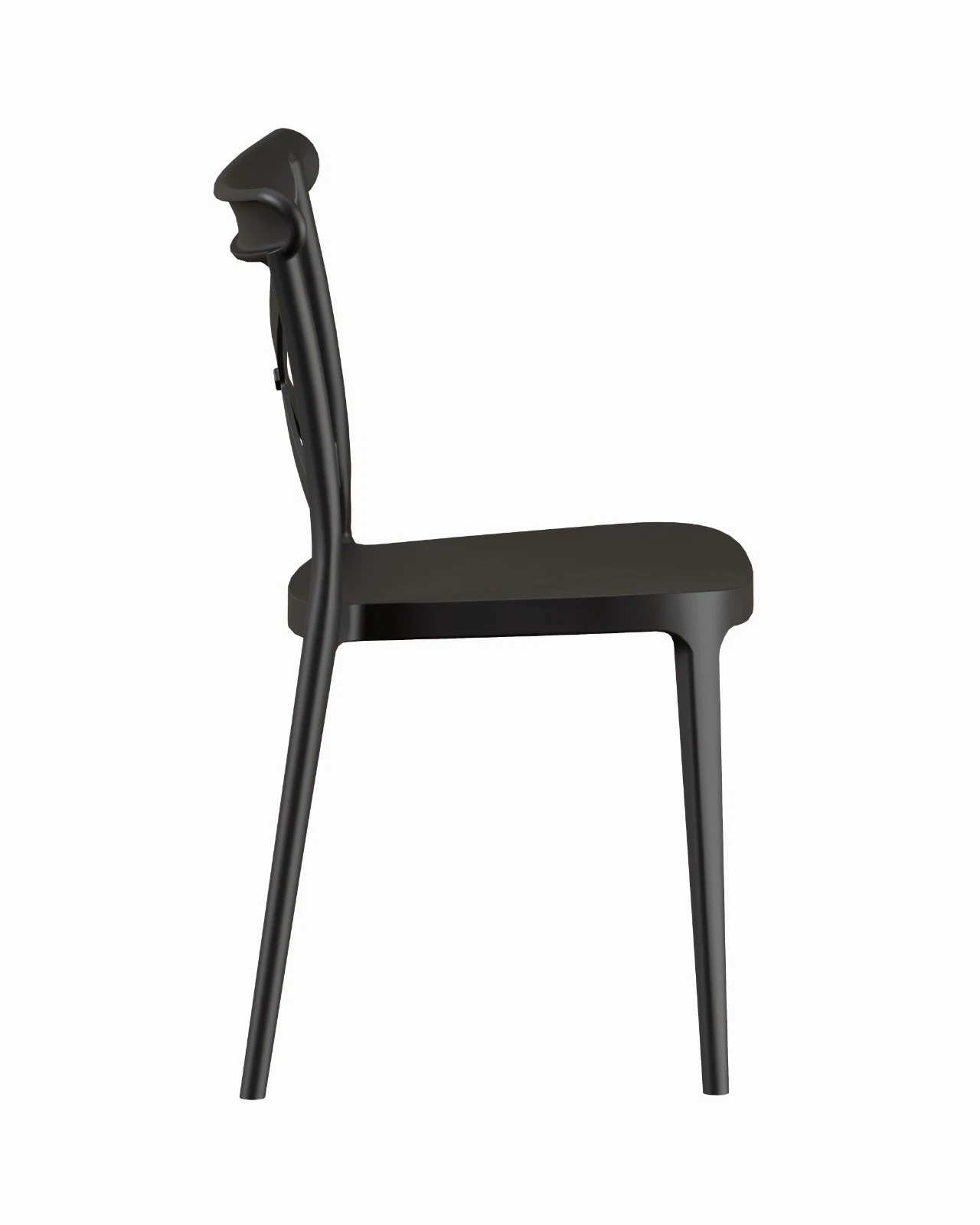 Plastic stacking garden dining chair black