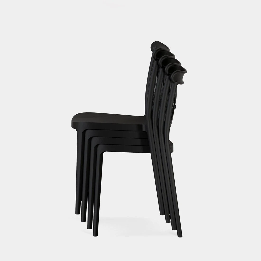 Plastic stacking garden dining chair black